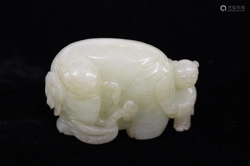 Chinese Jade Boy w Elephant