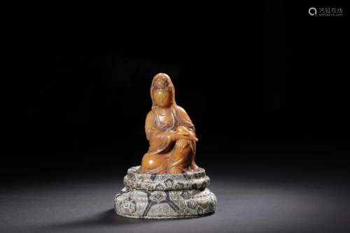 Qing Chinese Soapstone Carved Guanyin
