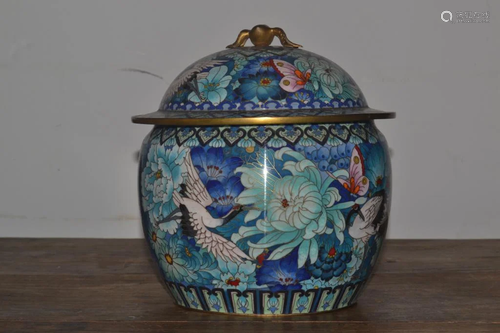 Qing Chinese Cloisonne Enamel Cover Jar