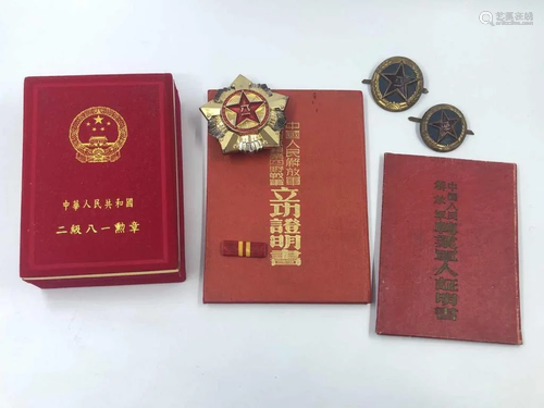 Chinese Military Court Hat Badge&Medal w Certifica