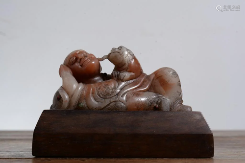 Qing Chinese Soapstone Carved Luohan