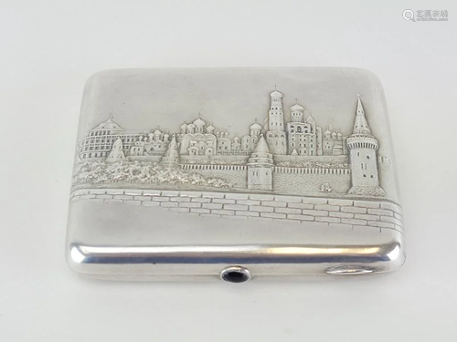 Russian Soviet Silver Cigarette Case Kremlin