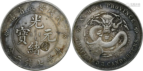 China silver coin: Qing Guangxu Anhui Province