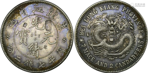 China silver coin: Qing Guangxu Hei Lung Kiang