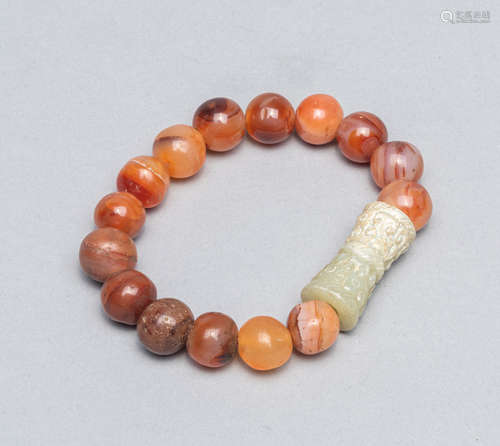 Fine Chinese Export Jade & Agate Prayer Beads