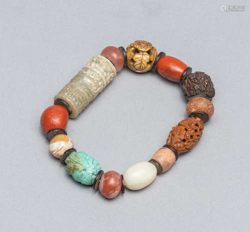 Fine Chinese Export Jade, Agate & Seed prayer beads