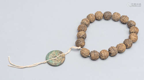 Chinese Export Carved Agarwood Prayer Beads