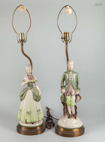 Pairs of German Type Porcelain Figure Lamp