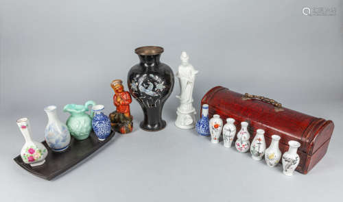Group of Asian Decorated Porcelain Vase & Box