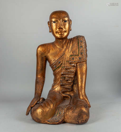 Antique Gilt South Asian Wood Buddha