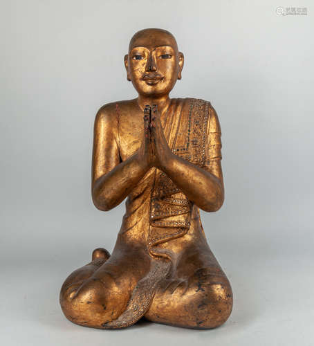 Antique Gilt South Asian Wood Buddha