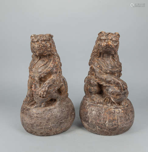 Pairs Chinese Stone Carving of Beast