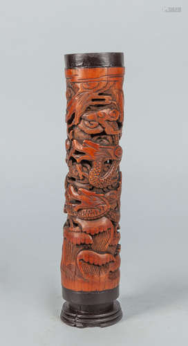 Chinese Old Carved Bamboo Pot