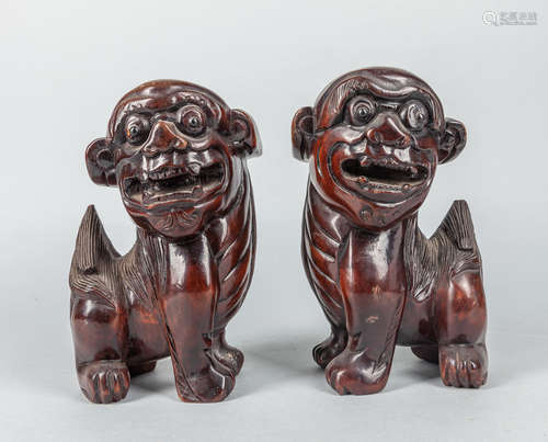 Pairs Chinese Wood Foo Dogs