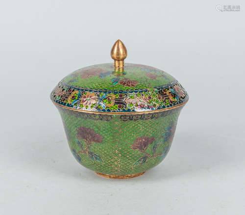 Japanese Taisho Cloisonne Covered Bowl