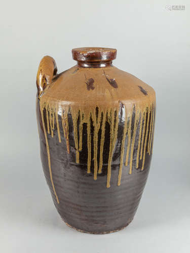 Large Korean Glazed Pottery Water Jar