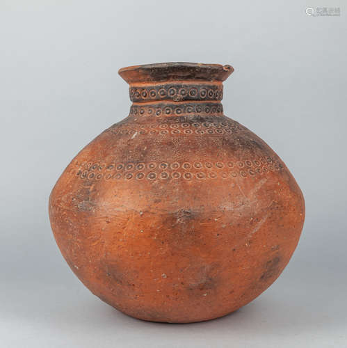 Large Native American Type Carved Pottery Pot