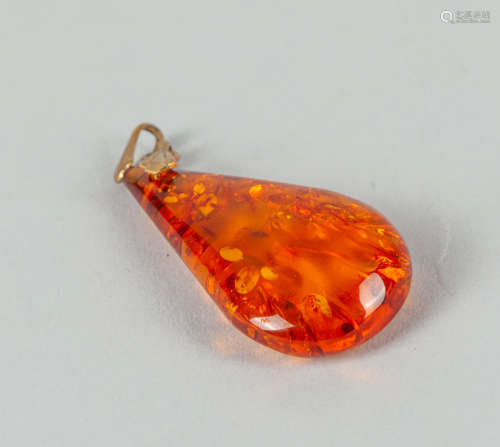 Collectible Large Size Amber Teardrop Pendant