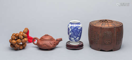 Set of Chinese Zisha and Porcelain Wares