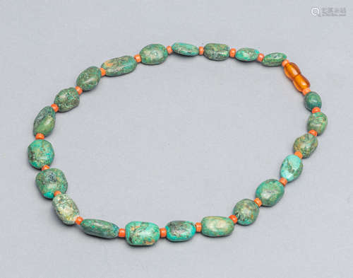 Collectible Turquoise & Coral Like Bead Necklace