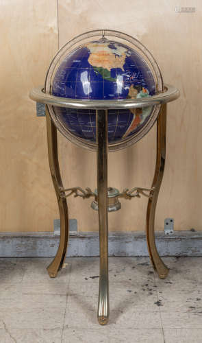 Collectible Tall Zinc Alloy Gem Stone World Globe