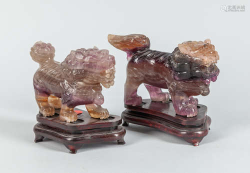 Pairs of Chinese Export Crystal Quartz Foo Dogs