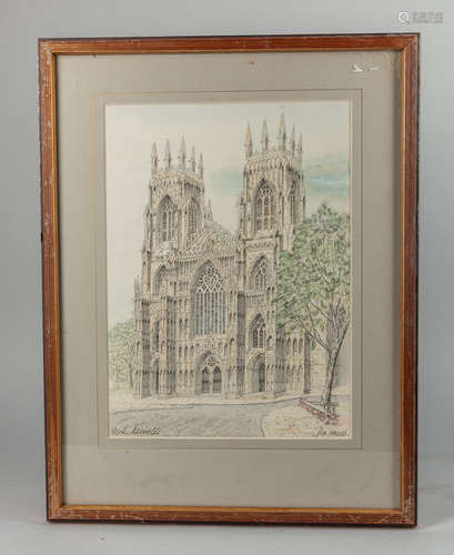 Mid Century Lithograph, D,A, Deace, York Minster