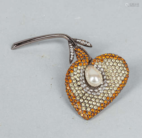 Kennth J. Lane Crystal and Metal Brooch