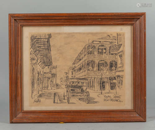 Vintage Painting of Royal St, New Orleans