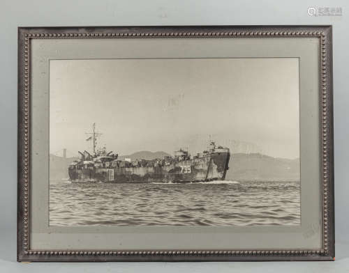 Old Wall Hanging Lithograph of LST-739, WWII