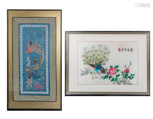 Set Chinese Embroidered Silk Panels
