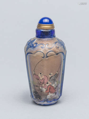 Chinese Inside Painted Overlay Snuff Bottle