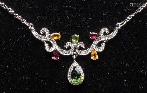 Collectible Silver with Tourmaline Necklace