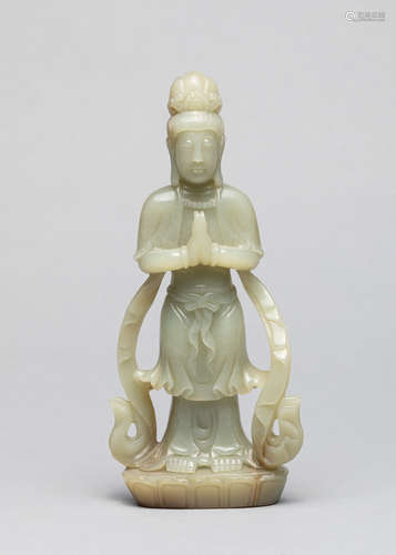 Tall Chinese Jade Carving of Kuanyin