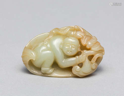 Fine Chinese Pebble Jade Carving of Figure