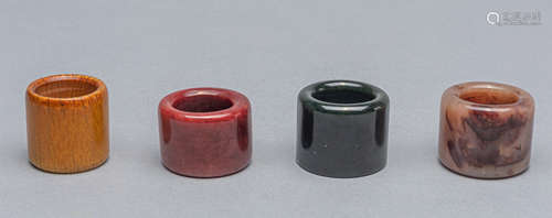 Group of Chinese Bone & Jade Stone Thumb Rings