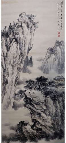 A CHINESE LANDSCAPE PAINTING HUANG JUNBI MARK