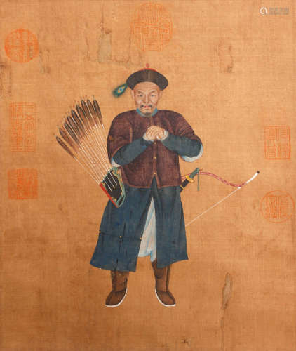 A CHINESE FIGURE PAINTING SILK SCROLL