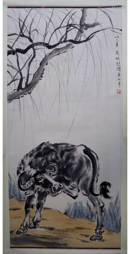 A CHINESE OX PAINTING XU BEIHONG MARK