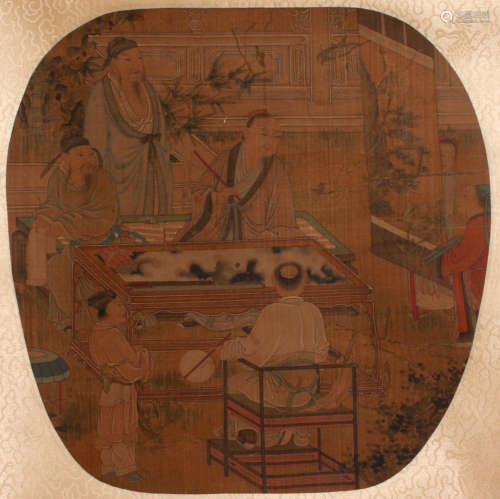 A CHINESE FIGURE PAINTING SILK SCROLL