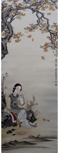 A CHINESE FIGURE PAINTING XU CAO MARK