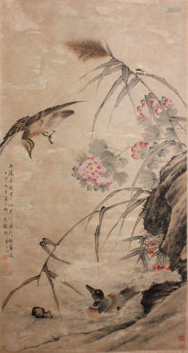 A CHINESE FLOWER AND BIRD PAINTING HUA YAN MARK