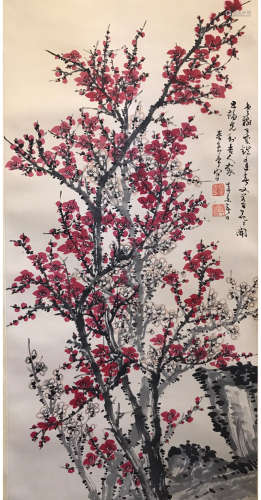 A CHINESE PLUM BLOSSOM PAINTING DONG SHOUPING MARK