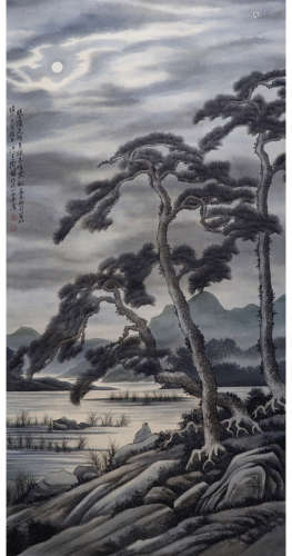 A CHINESE LANDSCAPE PAINTING TAO LENGYUE MARK