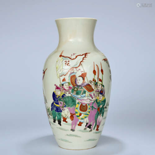 A FAMILLE ROSE FIGURAL PORCELAIN VASE