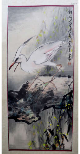 A CHINESE EGRET PAINTING ZHAO SHAO'ANG MARK