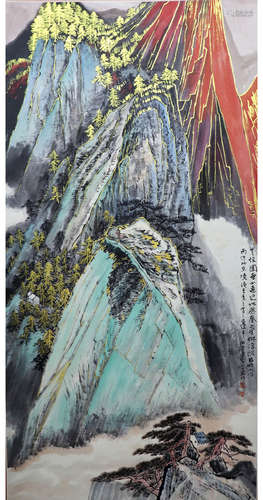 A CHINESE LANDSCAPE PAINTING HE HAIXIA MARK