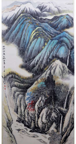 A CHINESE LANDSCAPE PAINTING HE HAIXIA MARK