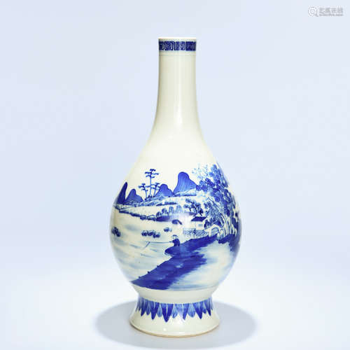 A BLUE WHITE LANDSCAPE PORCELAIN VASE