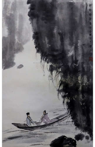 A CHINESE LANDSCAPE PAINTING FU BAOSHI MARK